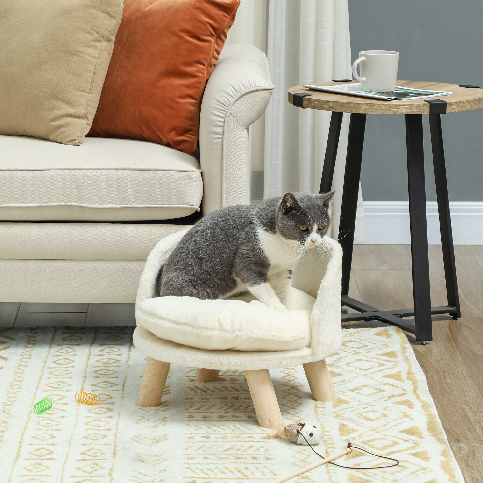 PawHut Haustierbett cremeweiß Plüsch B/H/L: ca. 40,5x33x40,5 cm