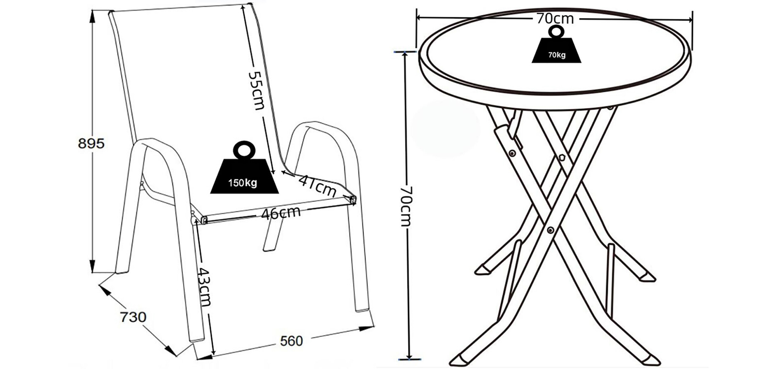 VCM Gartensitzgruppe Sonlas anthrazit Glas B/H/L: ca. 70x89x70 cm