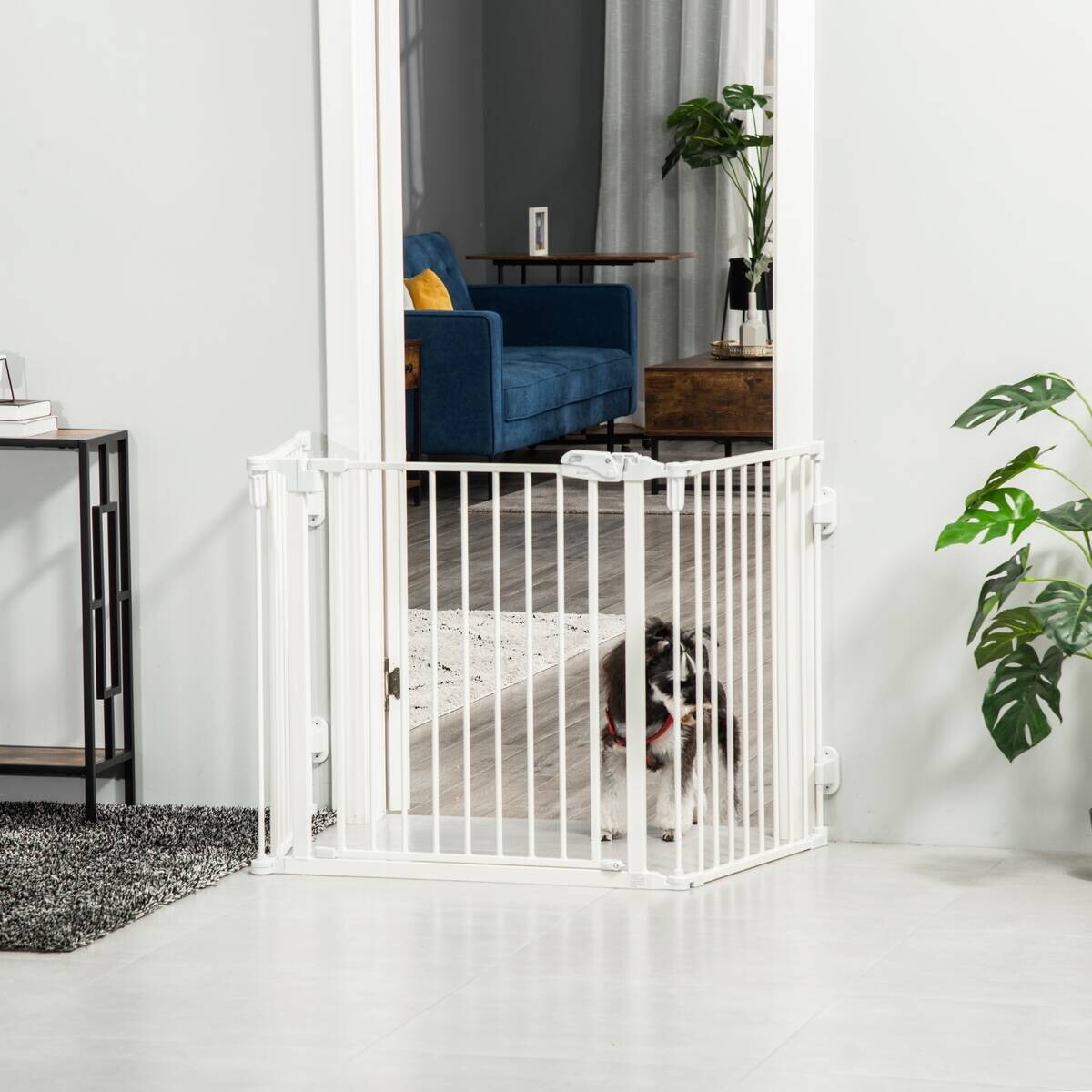 PawHut Hunde-Schutzgitter weiß Edelstahl B/H/L: ca. 2x202,5x76 cm