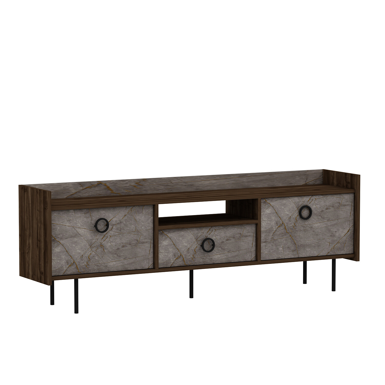 TV-Lowboard Büsra walnuss Nachbildung grau B/H/T: ca. 184x63x37 cm