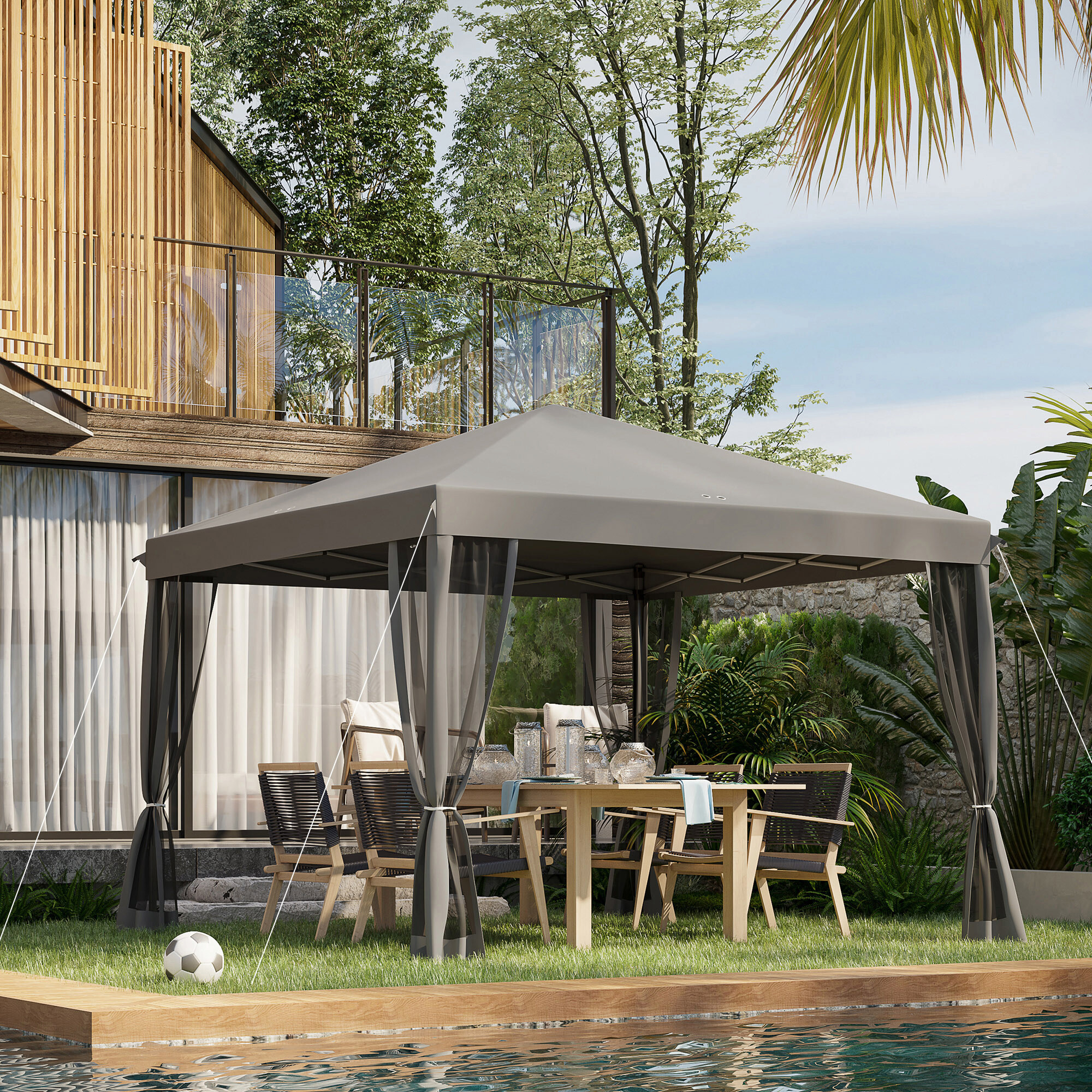 Outsunny Pavillon schwarz Metall B/H/L: ca. 295x260x295 cm