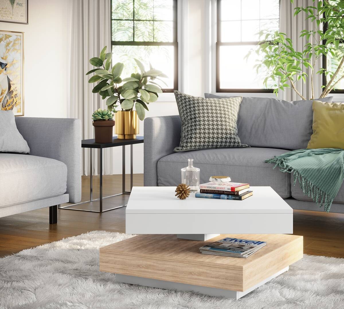 Hela Couchtisch ANDY weiß Eiche Sonoma Holzwerkstoff Holzwerkstoff B/H/T: ca. 67x35x67 cm