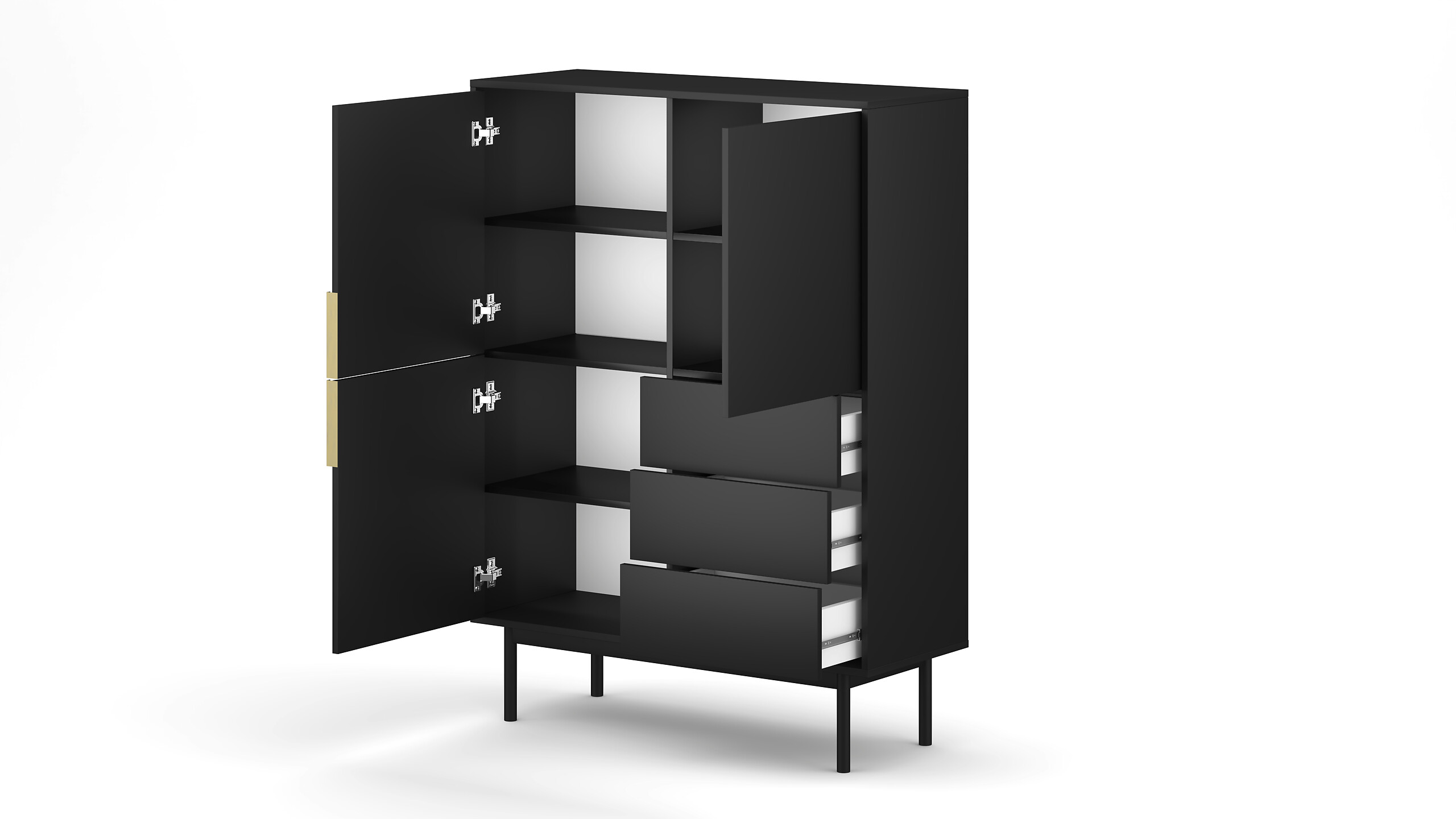 Highboard VIVA schwarz B/H/T: ca. 104x139,5x39 cm
