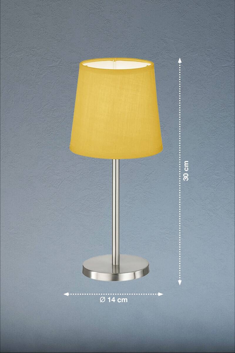 easy! by FHL Tischleuchte 850225 Eve gelb nickel matt Metall Textil H/D: ca. 30x14 cm E14 1 Brennstellen