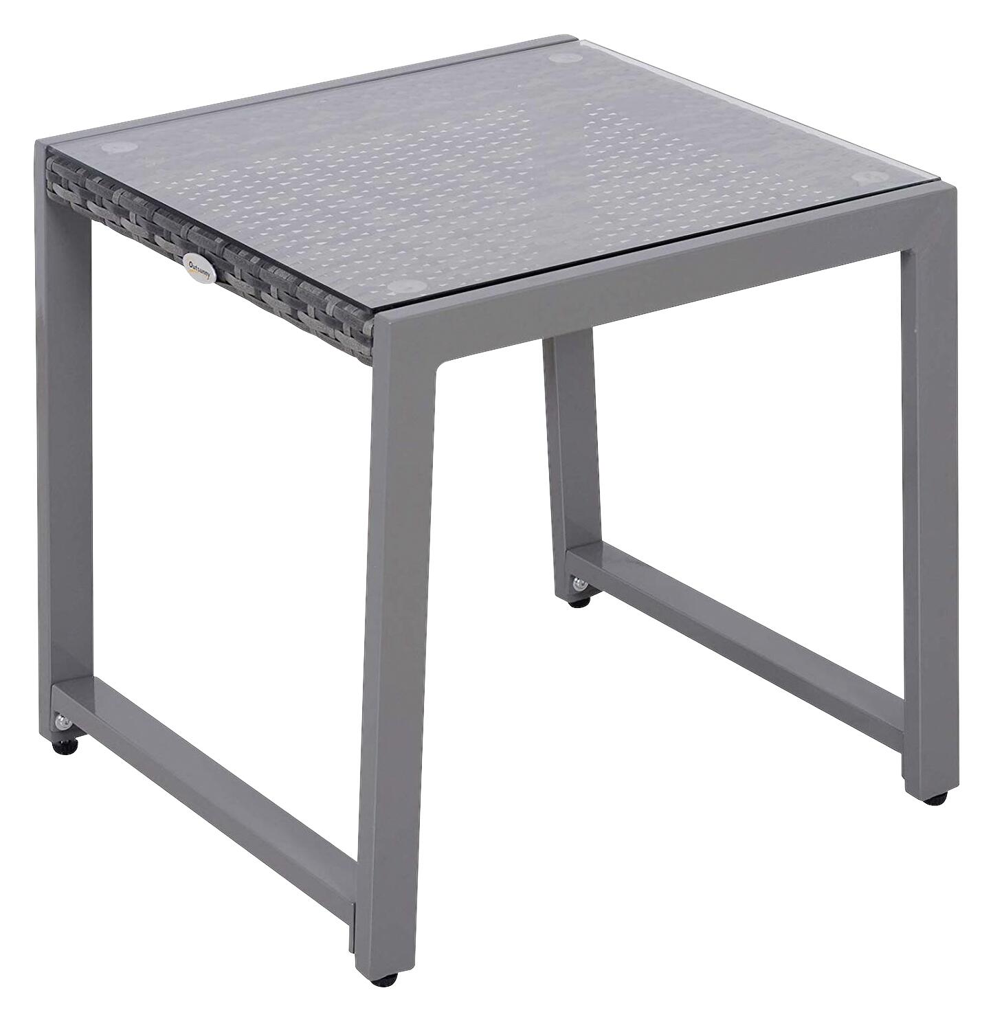 Outsunny Gartentisch grau Polyrattan B/H/L: ca. 49,5x50x50 cm