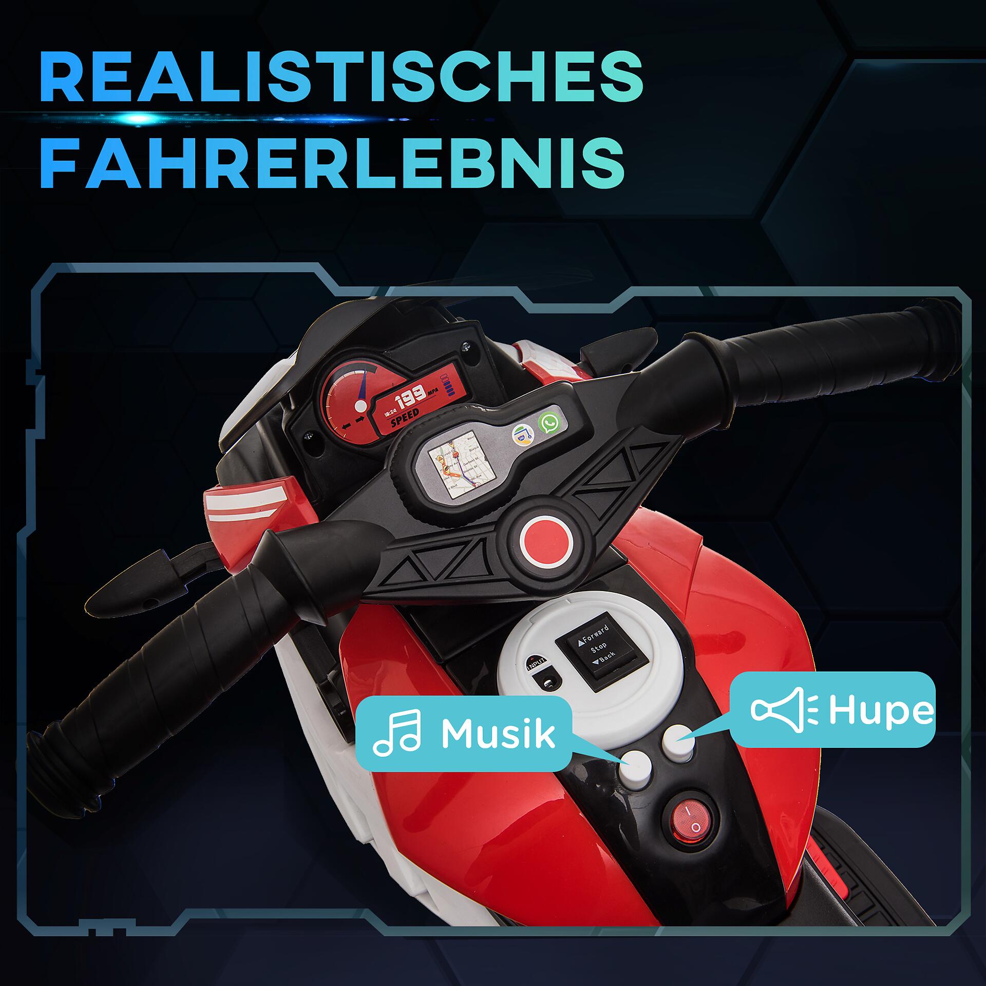 HOMCOM Kinder-Elektromotorrad rot B/H/L: ca. 42x52x86 cm