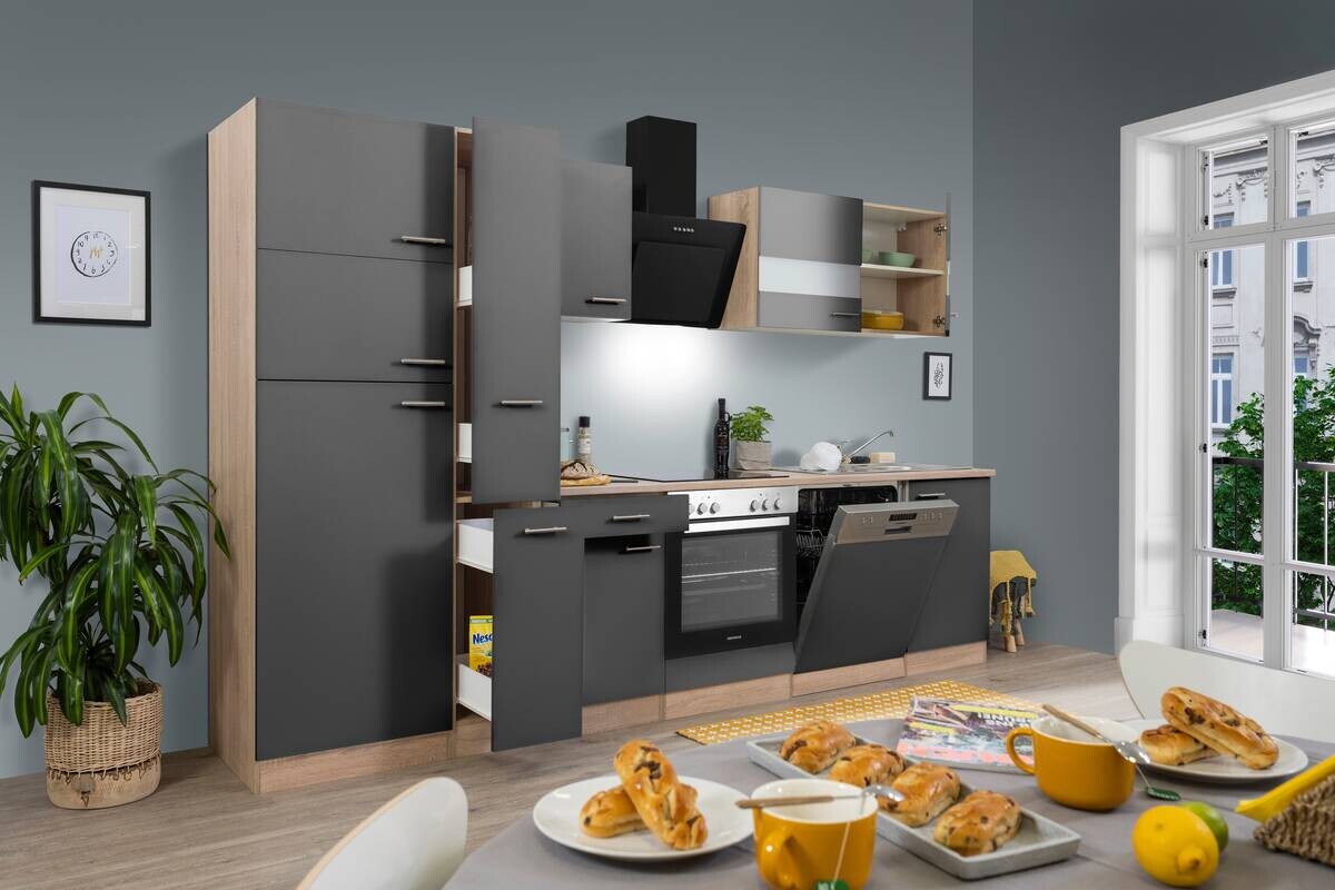 Respekta Küchenblock Economy grau matt B/H/T: ca. 310x200x60 cm