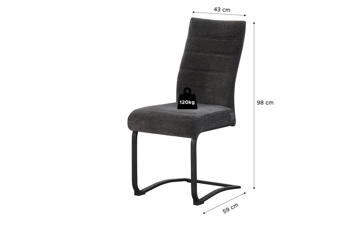 Schwingstuhl LENI, 2er Set anthrazit schwarz B/H/T: ca. 43x98x59 cm