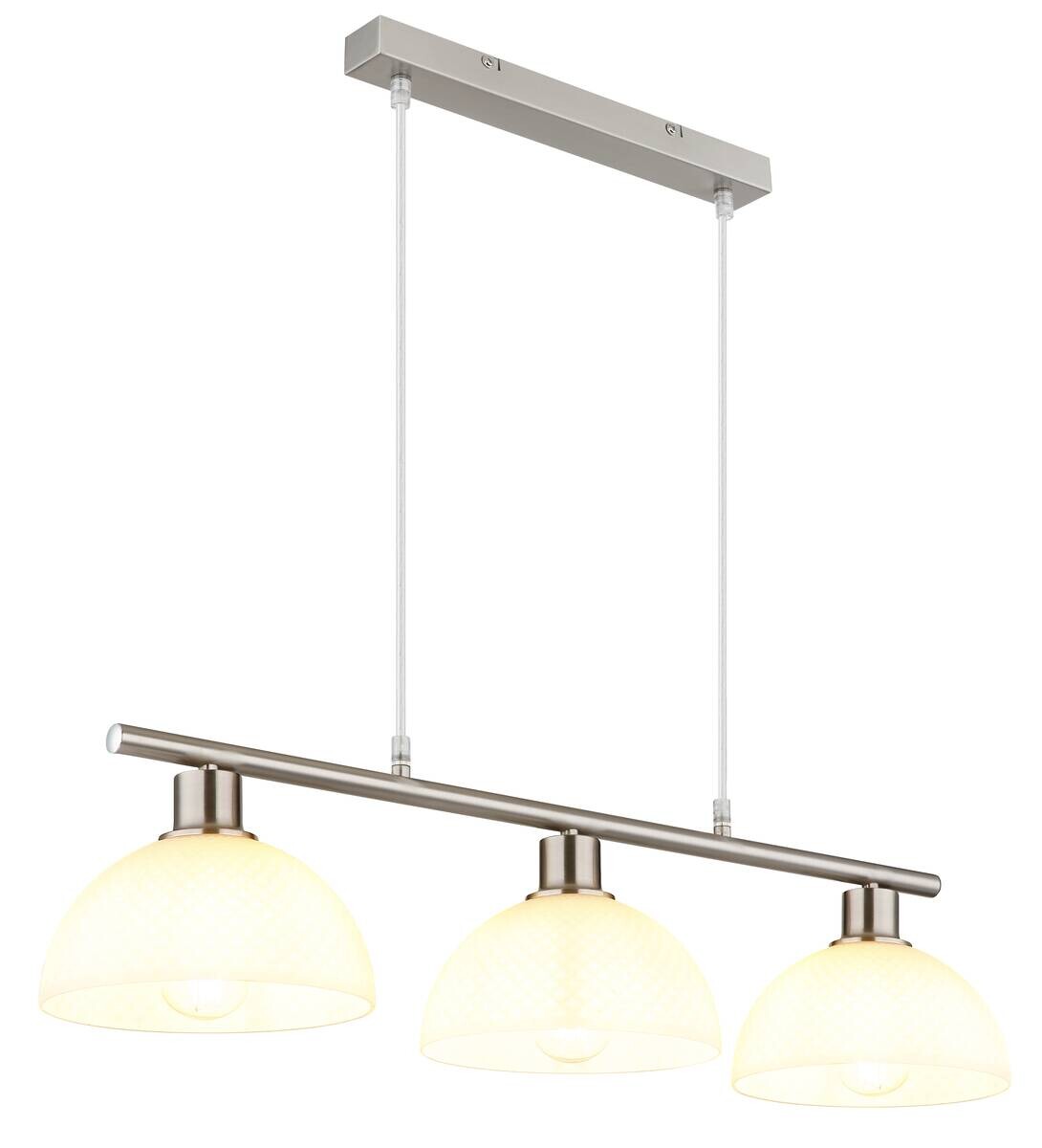 GLOBO Pendelleuchte Opal nickel Metall Glas PVC B/H/L: ca. 20x120x77 cm E27 3 Brennstellen