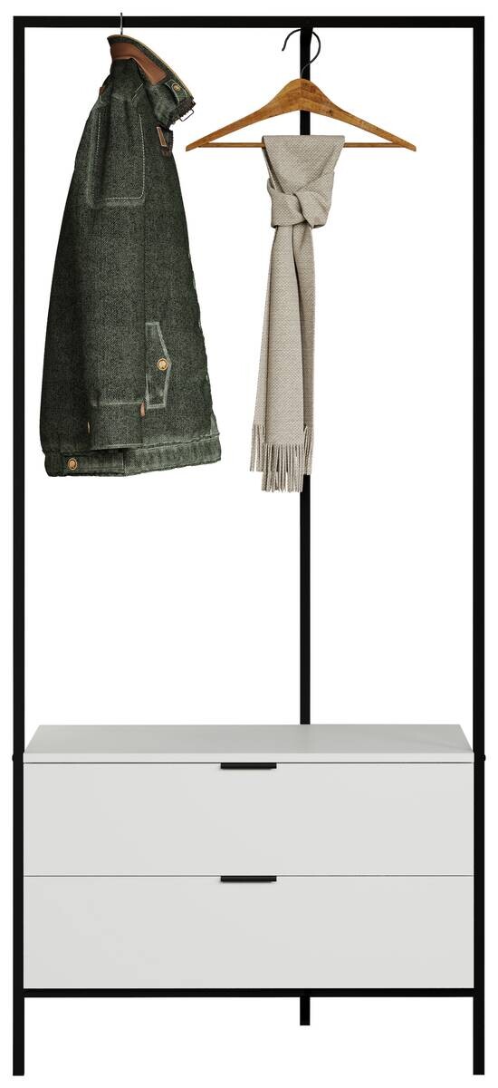Garderobe Jody weiß matt schwarz B/H/T: ca. 85x190x47 cm