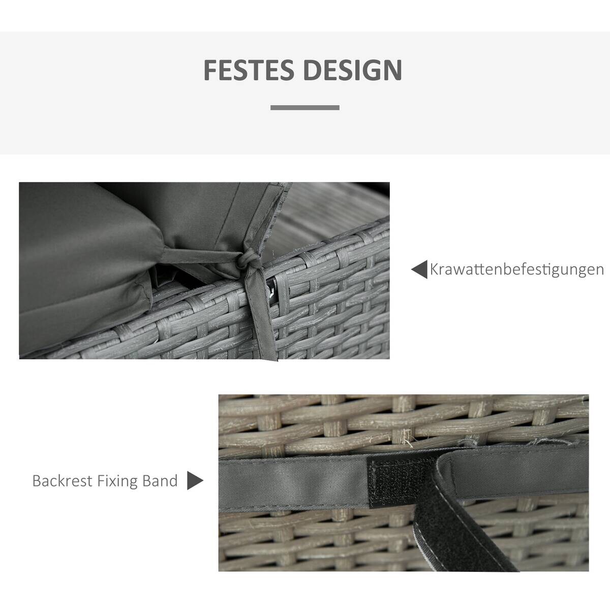 Outsunny Liegenauflage 2er Set dunkelgrau Schaumstoff B/H/L: ca. 55x8x196 cm