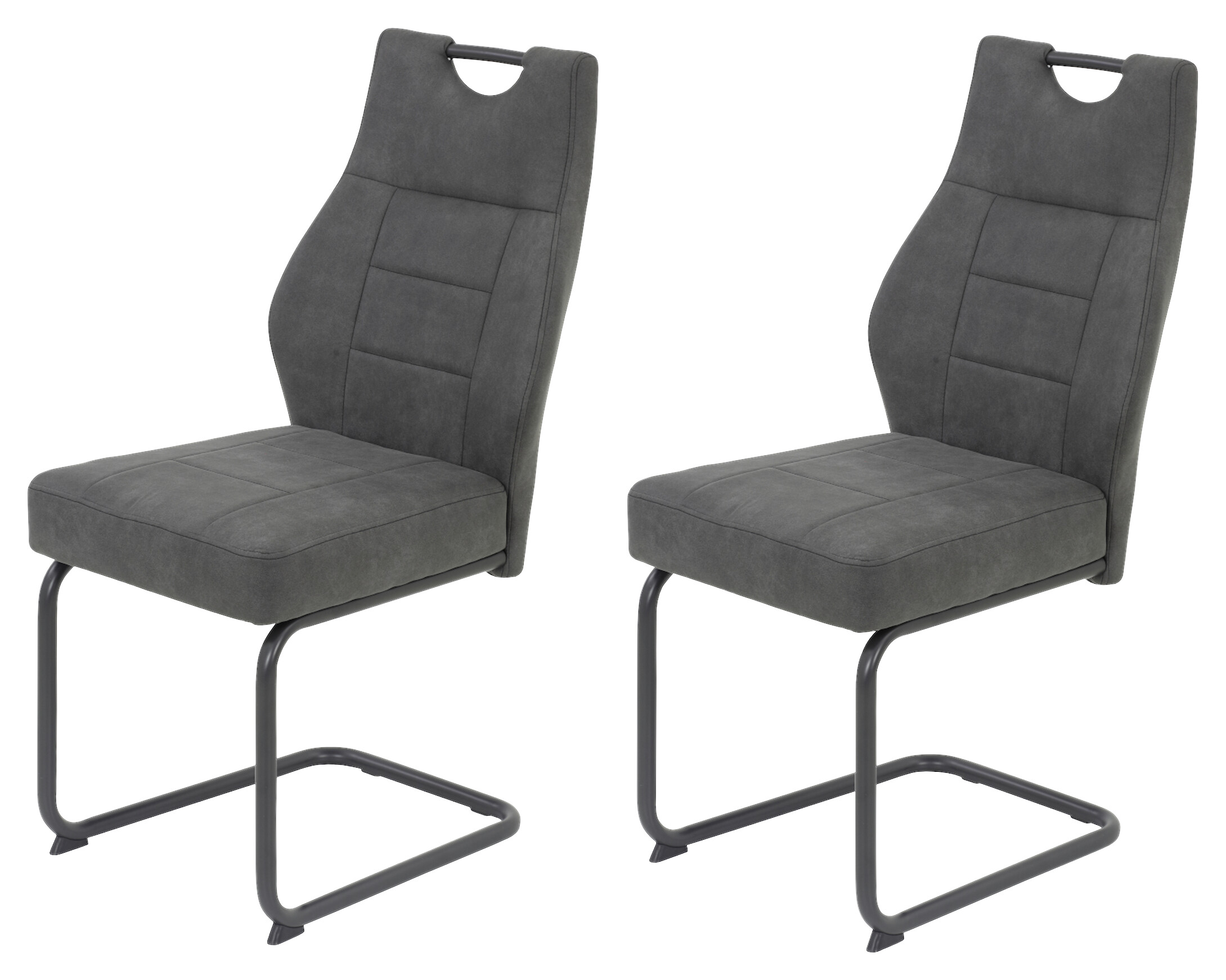 Schwingstuhl Linda II, 2er-Set anthrazit Metall Microfaser B/H/T: ca. 44x97x65 cm