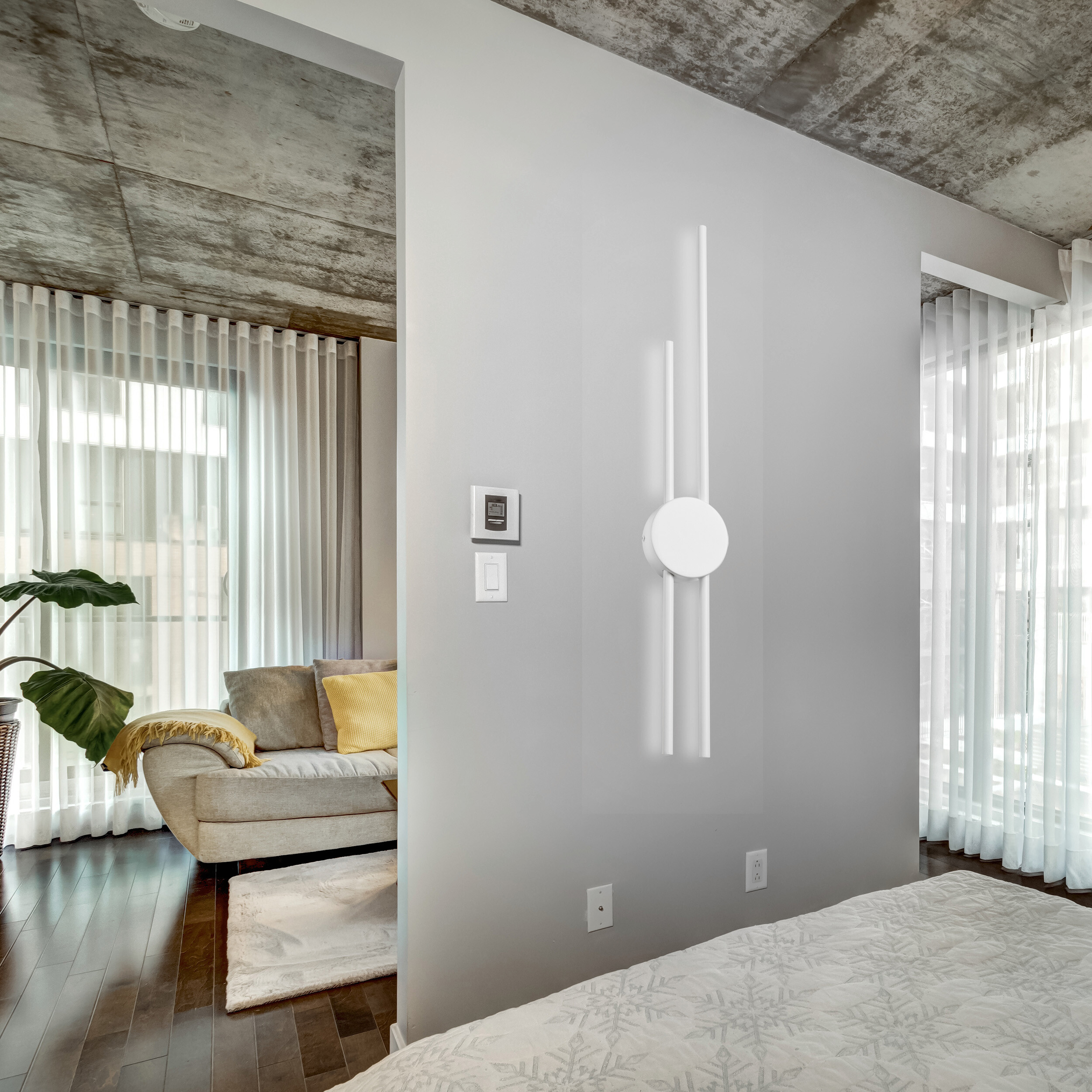 Lamkur LED-Wandleuchte weiß PVC Holz B/H/L: ca. 12x80x12 cm