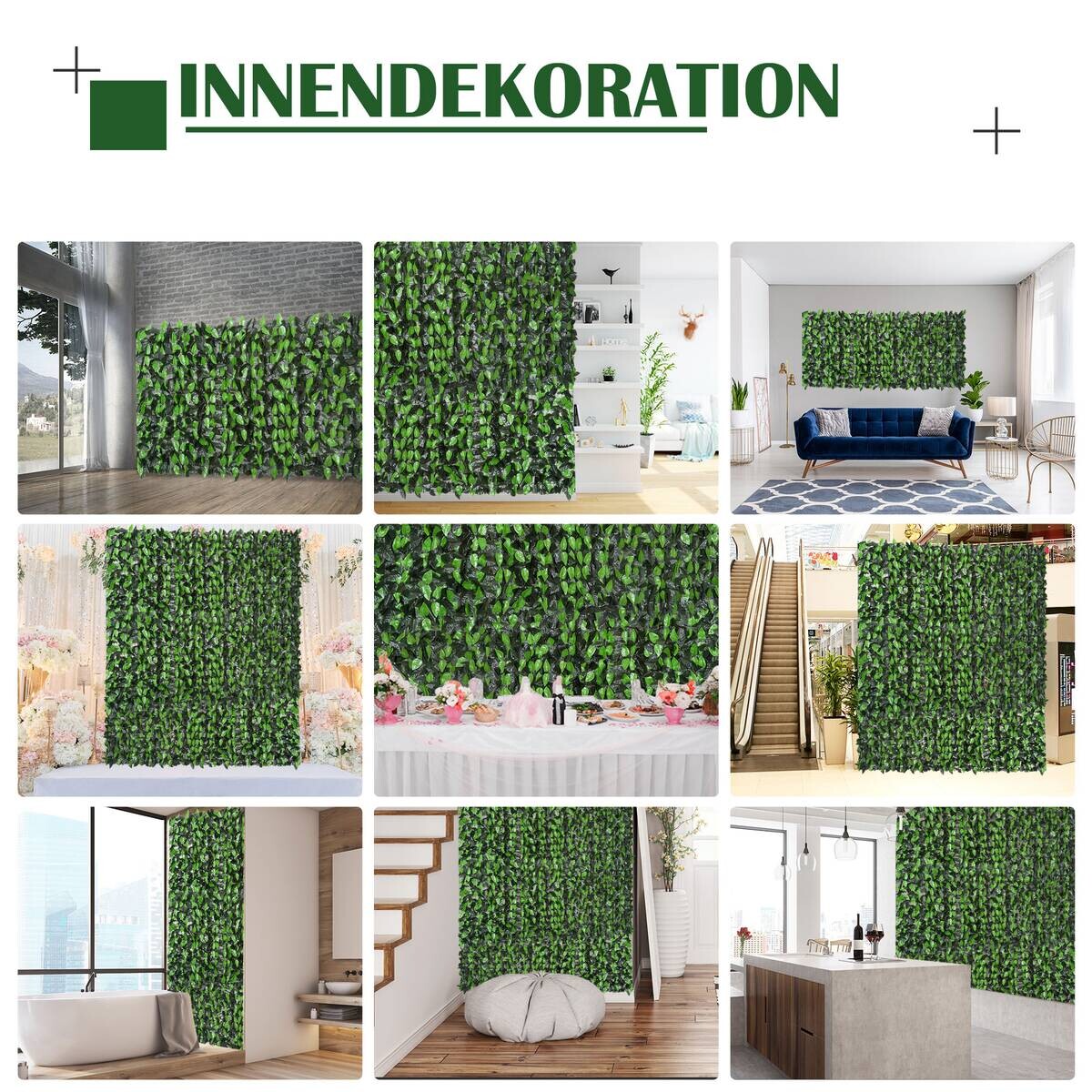 Outsunny Künstliche Hecke grün Kunststoff H/L: ca. 100x300 cm