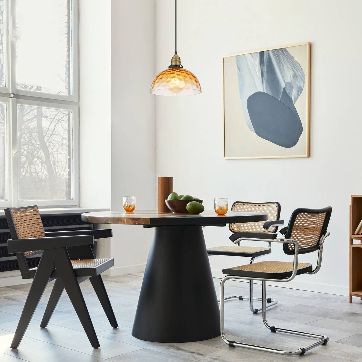 GLOBO Pendelleuchte schwarz klar Metall H/D: ca. 120x25 cm E27 1 Brennstellen