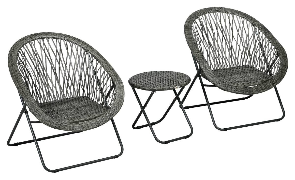 Outsunny Bistro-Set grau Kunststoff B/H/L: ca. 77x78x76 cm
