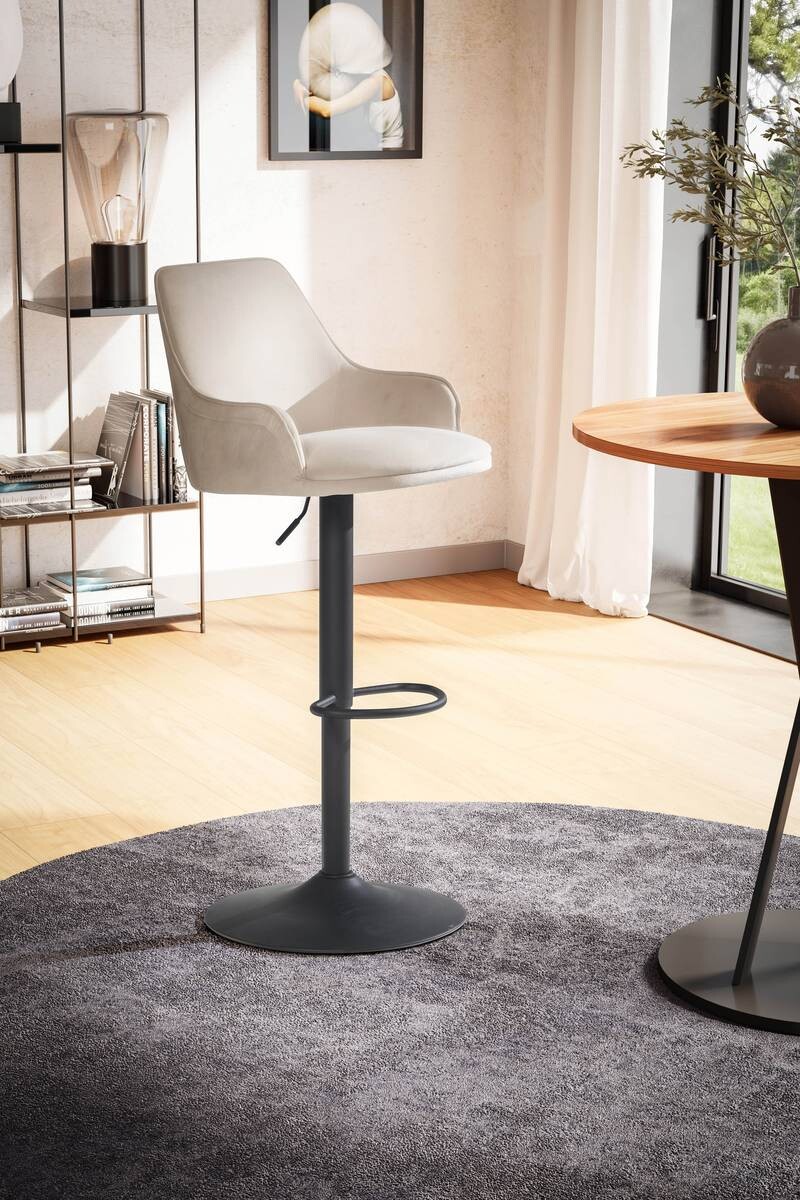 Barhocker beige Samt B/H/T: ca. 45x106x45 cm