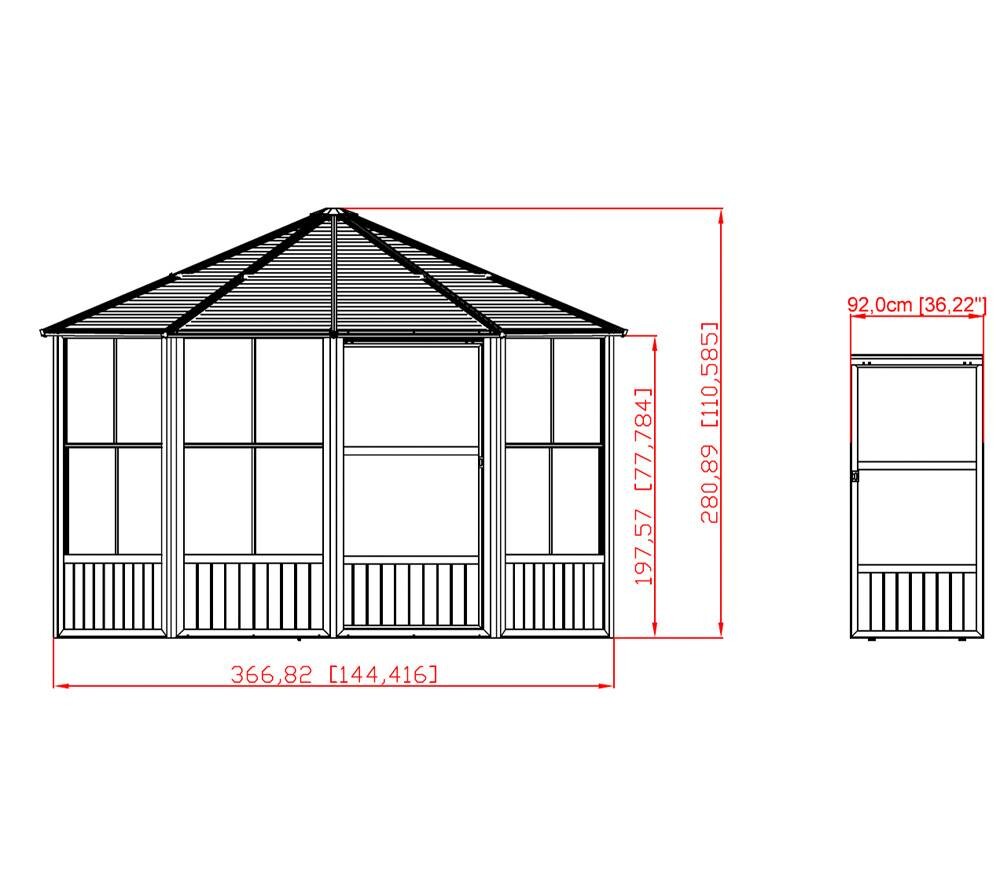 Sojag Kaltwintergarten Charleston anthrazit Aluminium B/H/T: ca. 384x281x384 cm