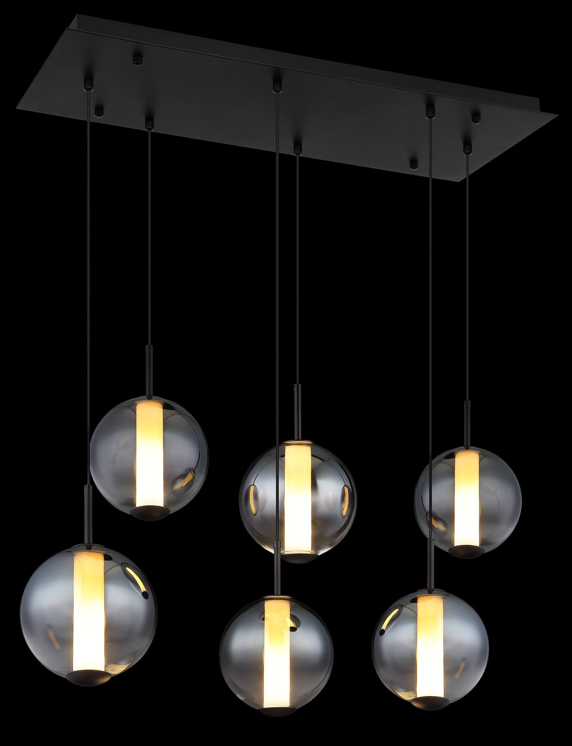 GLOBO Pendelleuchte Opal mattschwarz Rauch Metall Glas B/H: ca. 100x120 cm 1.0 Brennstellen