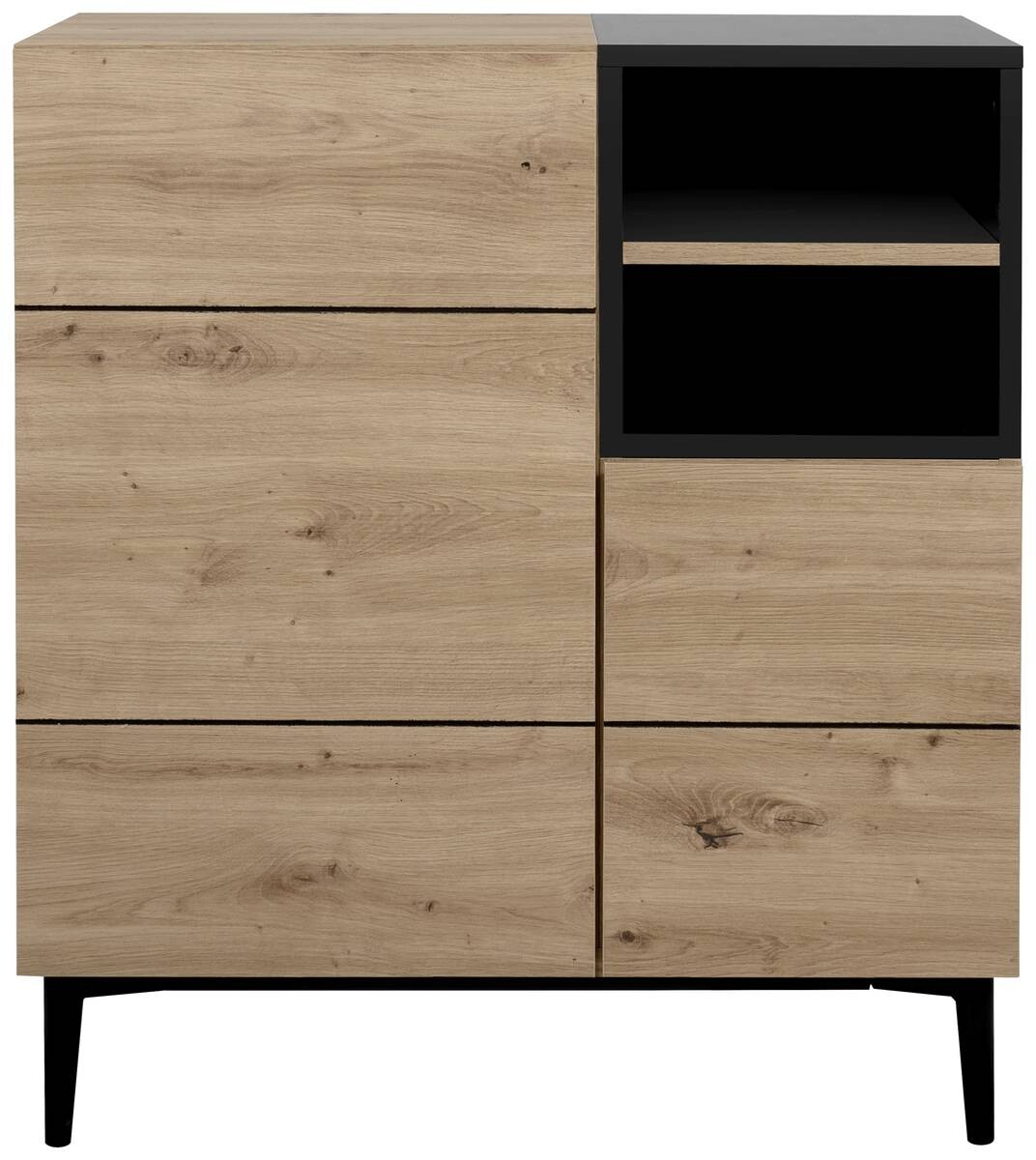 Kommode Nola Eiche Artisan Nachbildung schwarz B/H/T: ca. 80x90x42 cm