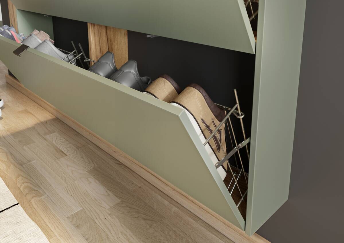 Schuhschrank 1392-629 Eiche Navarra Nachbildung grün B/H/T: ca. 140x85x19 cm