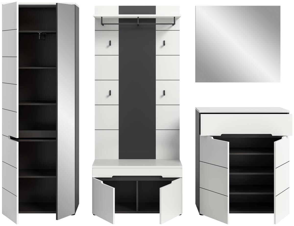 Garderobe Canu basaltgrau Nachbildung weiß B/H/T: ca. 255x190x37 cm