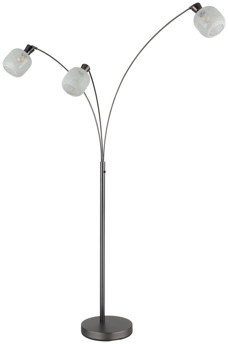 GLOBO Stehleuchte Chrom schwarz Metall Glas B/H/L: ca. 14x133x35 cm 3 Brennstellen
