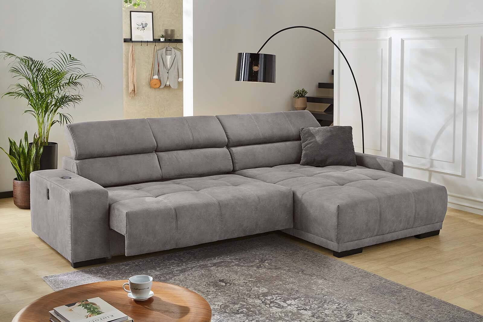 Ecksofa hellgrau Microfaser B/H/T: ca. 320x103x197 cm