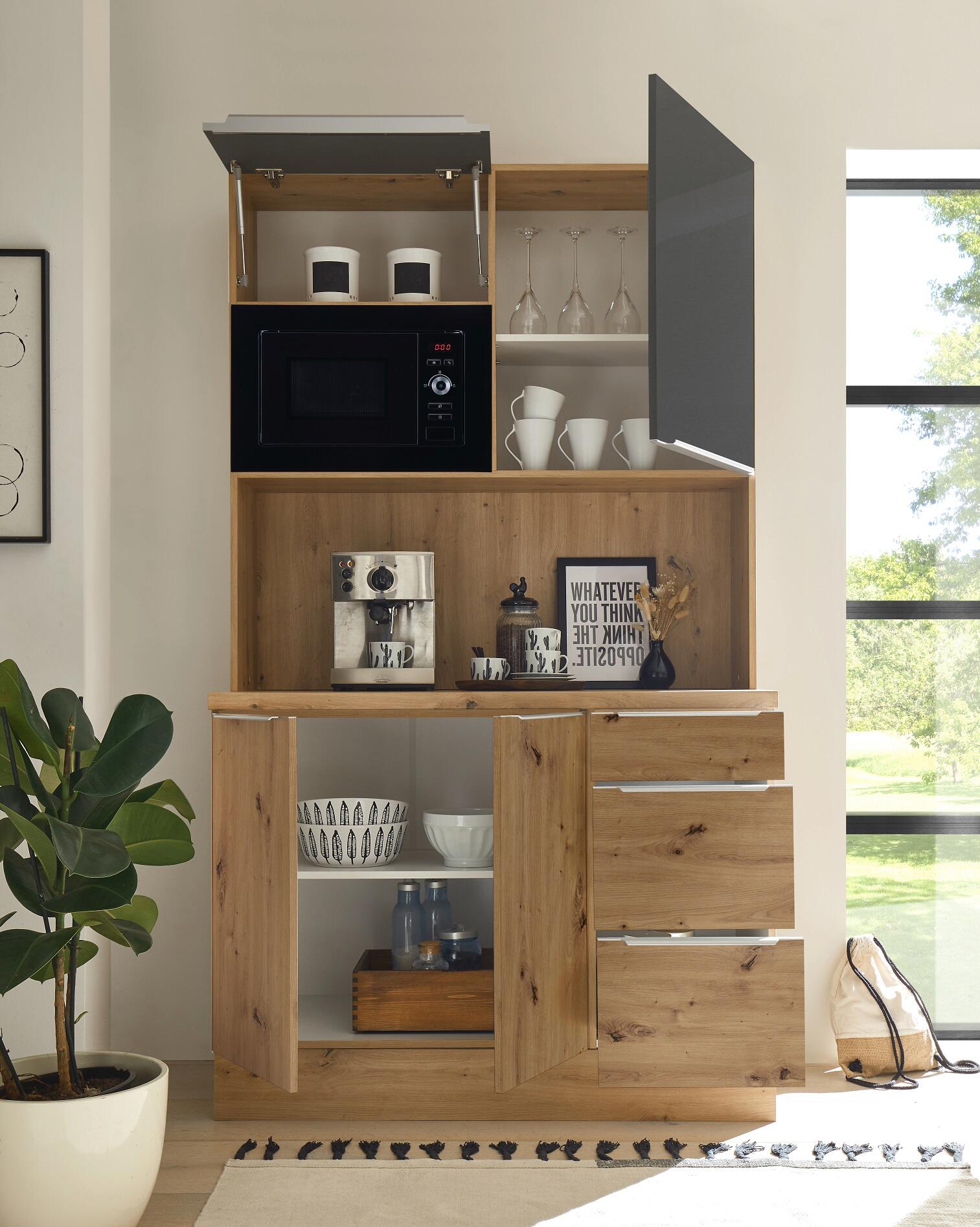 Respekta Küchenbuffet Marleen grau matt B/H/T: ca. 120x211x60 cm