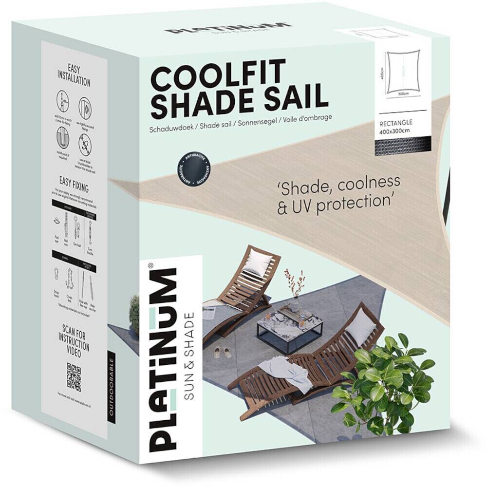 PLATINUM Sonnensegel Coolfit schwarz Polyethylen B/H/L: ca. 400x1x300 cm