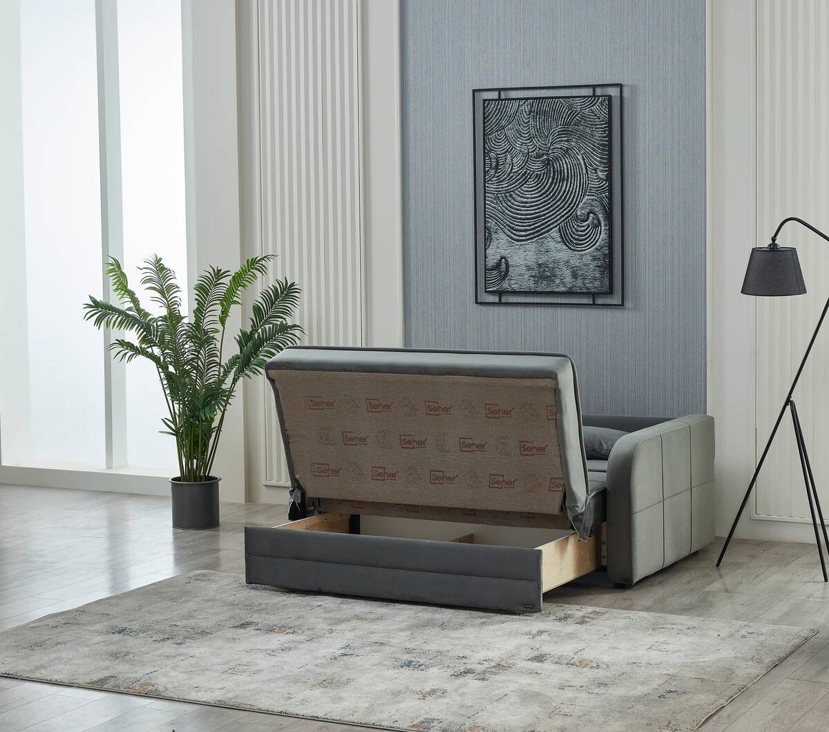 Schlafsofa Moleron grau Polyester B/H/T: ca. 171x94x111 cm