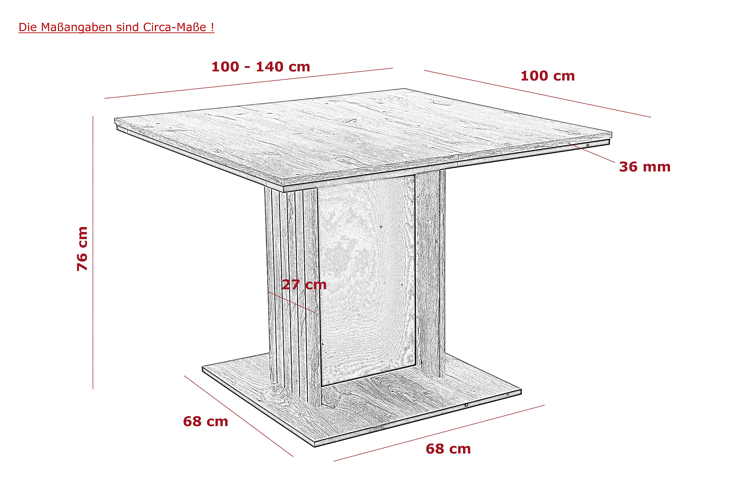 Esstisch Raul Eiche schwarz B/H/T: ca. 140x76x100 cm