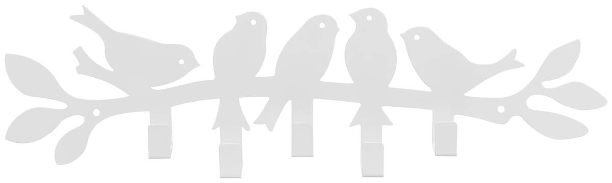 Garderobenleiste Birds weiß Metall B/H/T: ca. 48x14x4 cm Garderobenleiste Birds weiß Metall B/H/T: ca. 48x14x4 cm