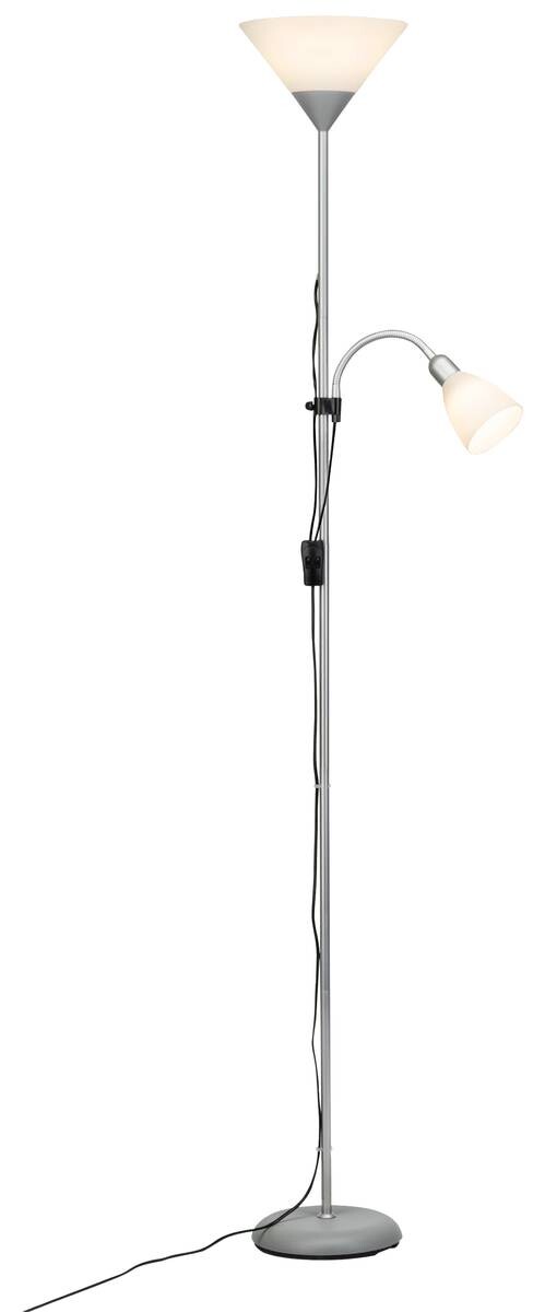 Brilliant Stehleuchte Spari G98811/05 silber weiß Metall Kunststoff H/T/D: ca. 180x41x25 cm 2 Brennstellen