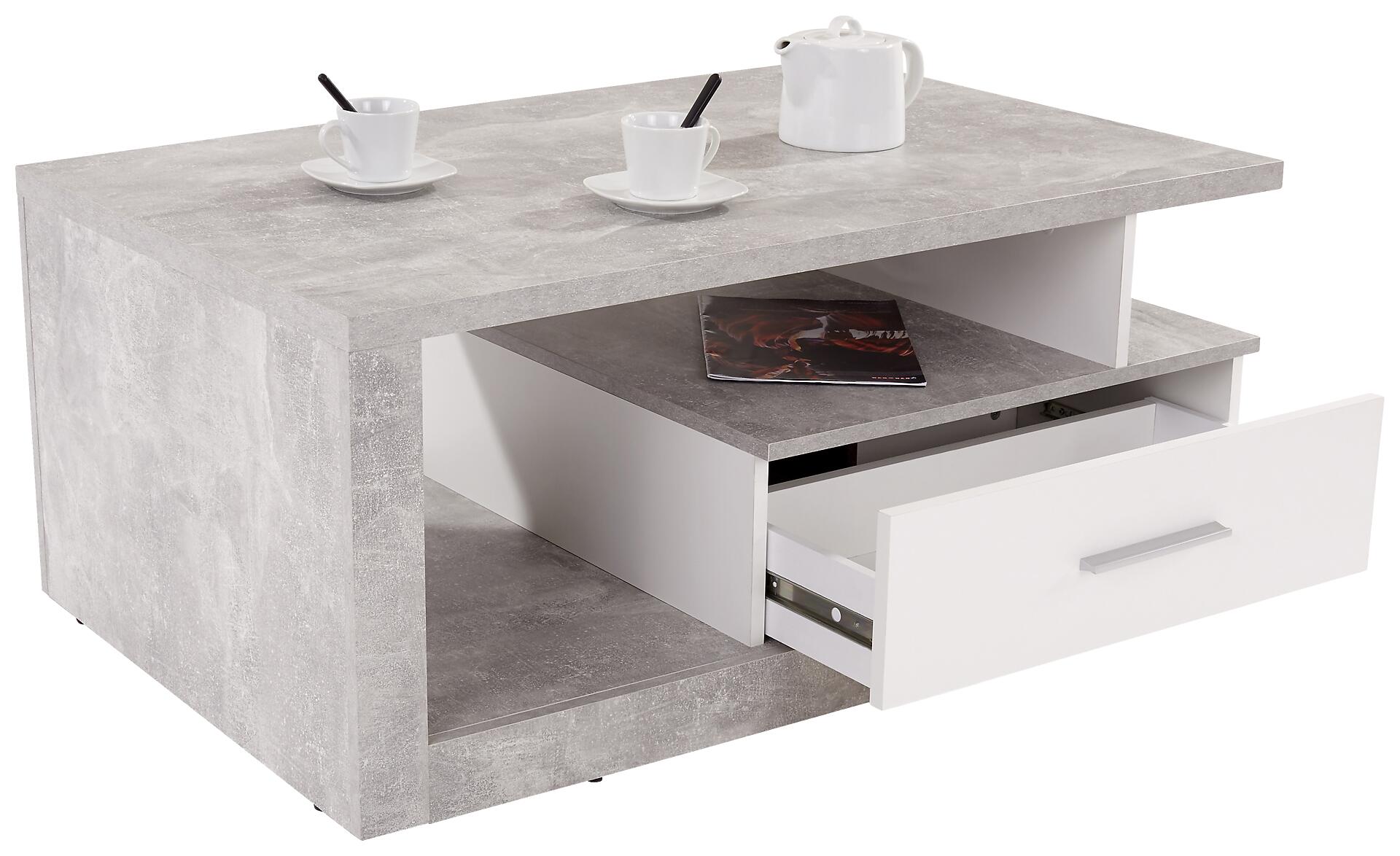 Couchtisch Iguan Beton weiß B/H/T: ca. 110x45x67 cm