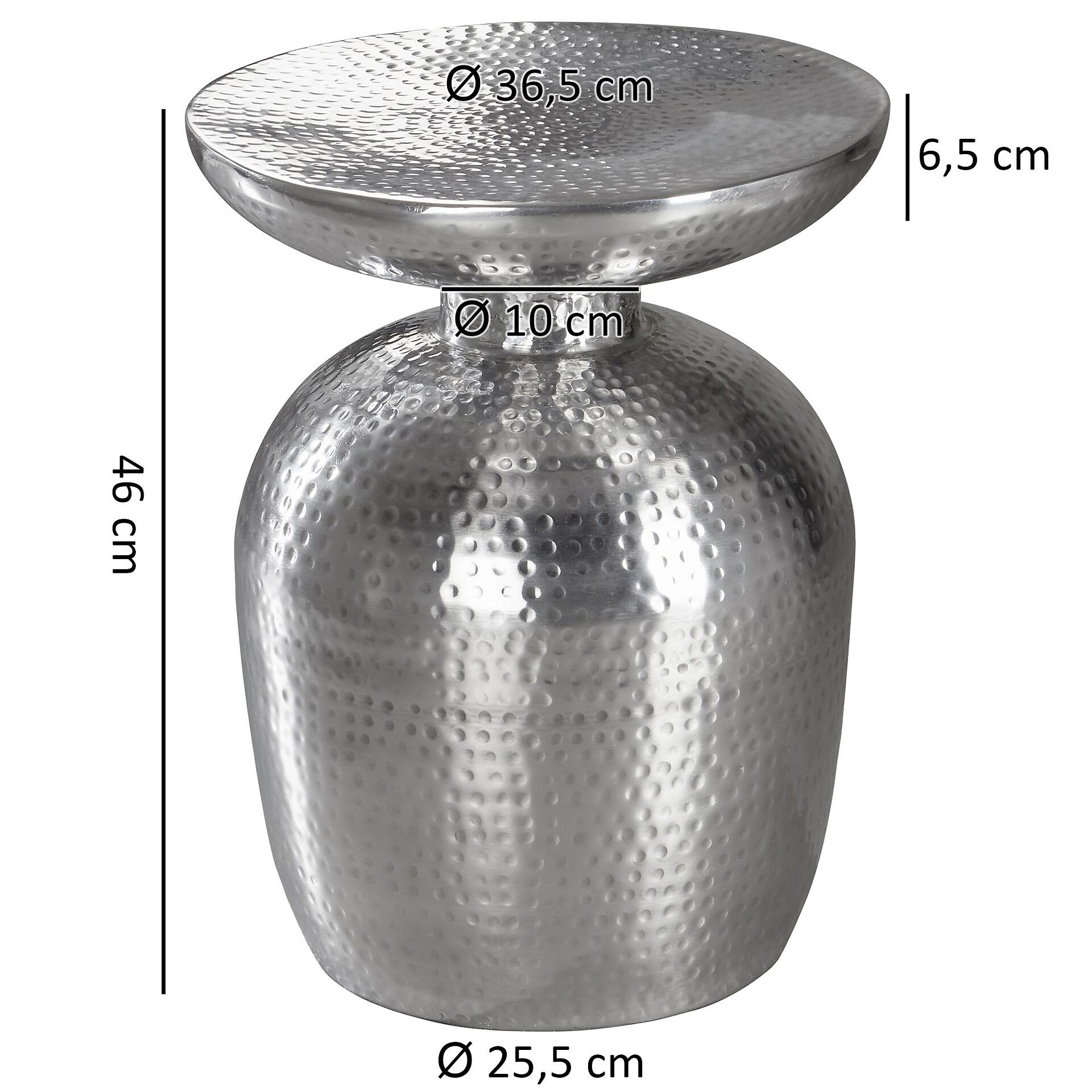 Beistelltisch silber lackiert Aluminium B/H/T/D: ca. 36,5x46x36,5x36,5 cm
