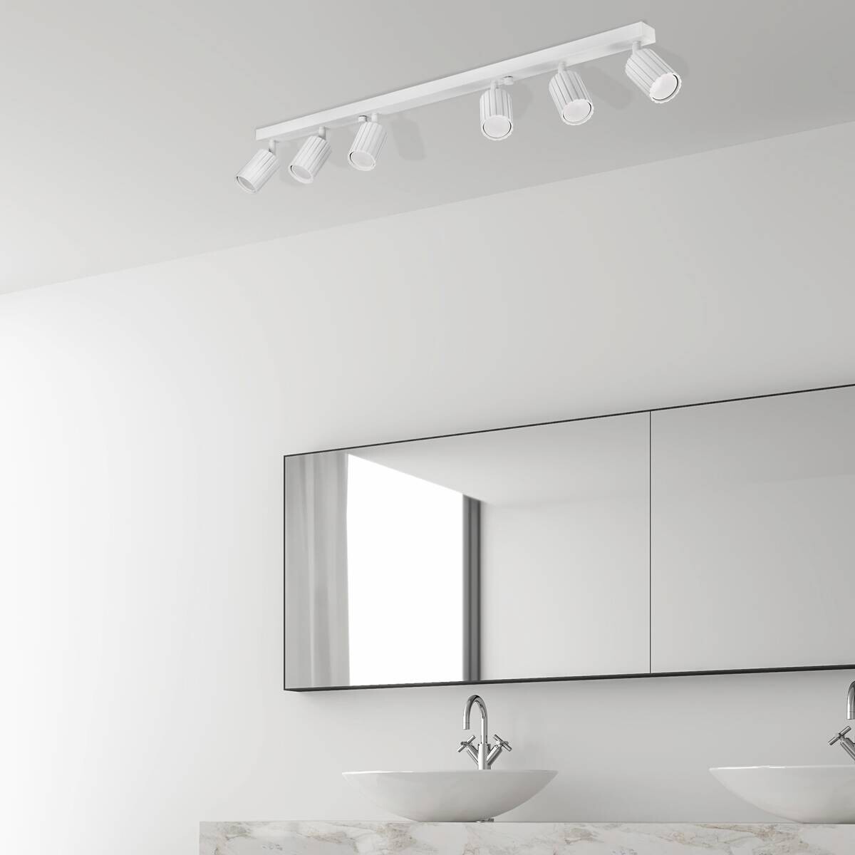 Lamkur Strahler Prisma weiß Stahl B/H/L: ca. 6,5x16,5x117 cm 6 Brennstellen