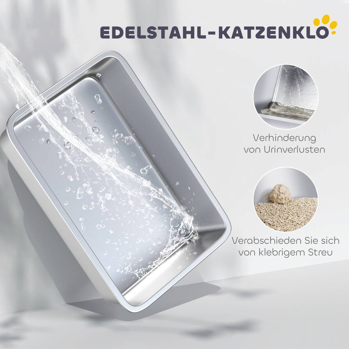 PawHut Katzentoilette grau Kunststoff B/H/L: ca. 60,5x41,5x40,5 cm