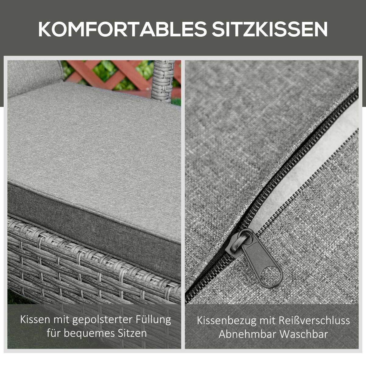 Outsunny Gartenliege grau Polypropylen B/H/L: ca. 62,5x192x52,5 cm