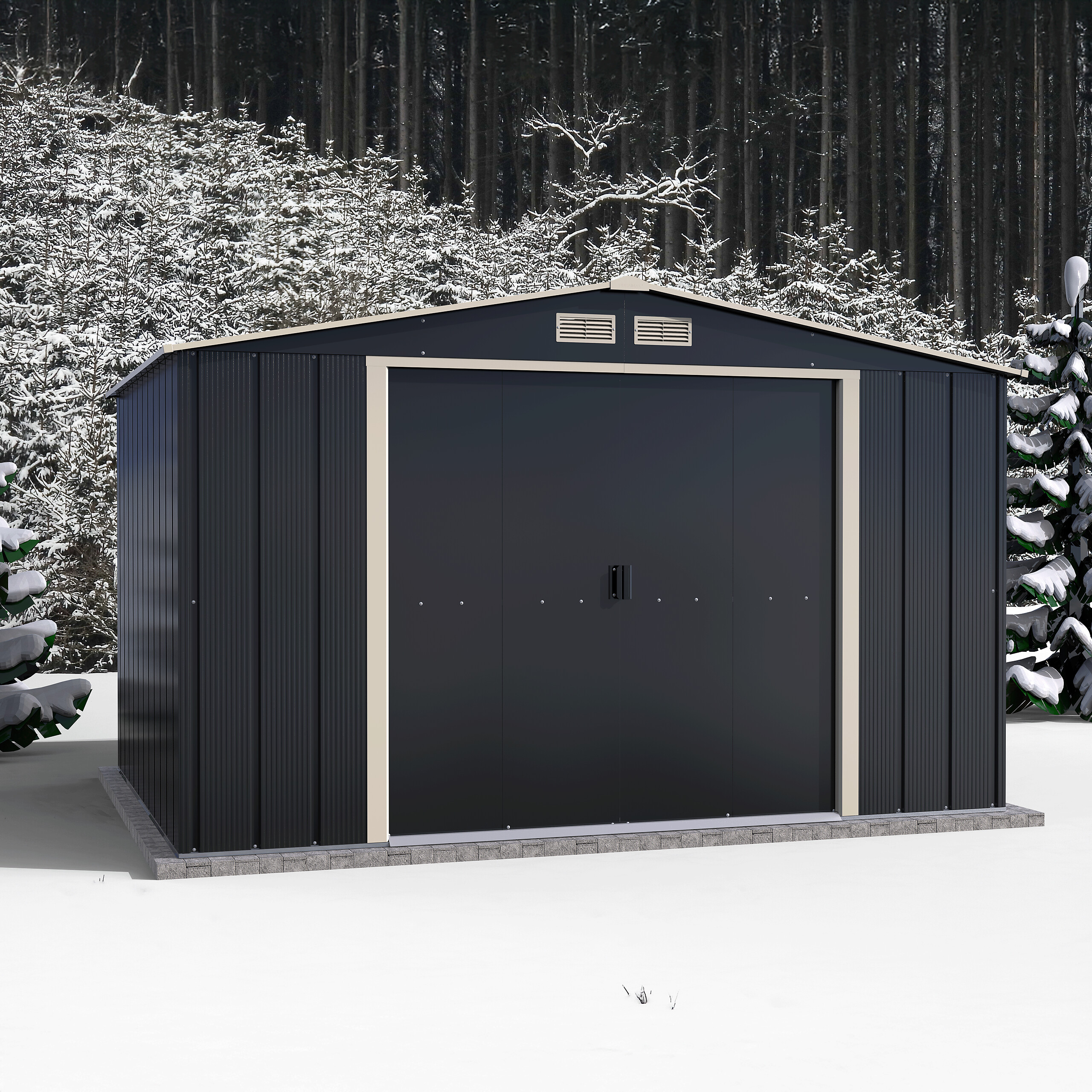 VCM Gerätehaus anthrazit B/H/L: ca. 322x196x234 cm