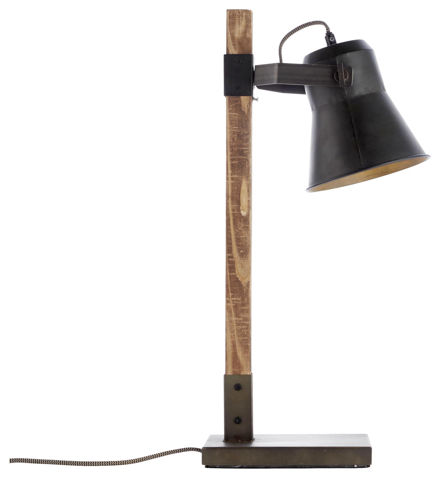 Brilliant Tischleuchte Plow schwarz braun Metall Holz B/H/T: ca. 29x55x16 cm E27 1 Brennstellen