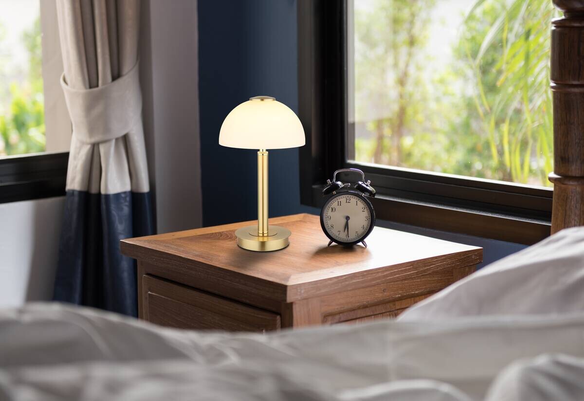 GLOBO LED-Tischleuchte messing Opal Metall Kunststoff Glas H/D: ca. 31,5x18 cm 1 Brennstellen