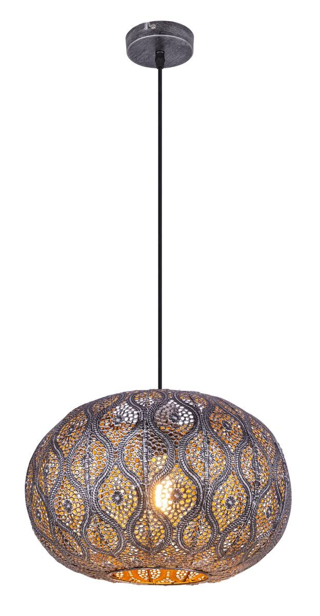 GLOBO Pendelleuchte schwarz Metall D: ca. 30 cm E27 1 Brennstellen