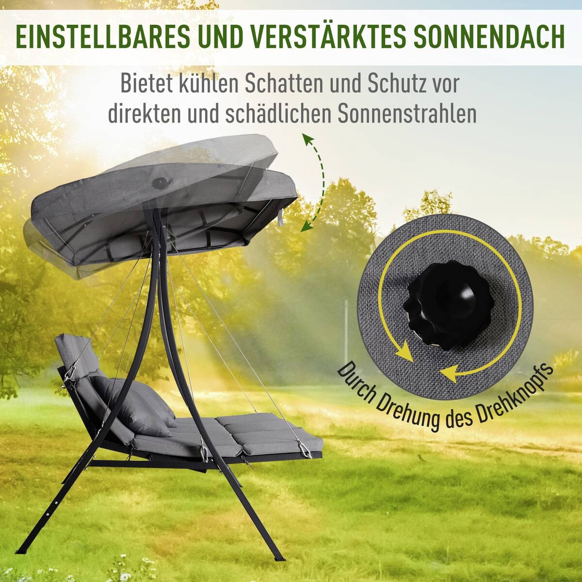 Outsunny Hollywoodschaukel grau Metall B/H/T: ca. 200x168x115 cm