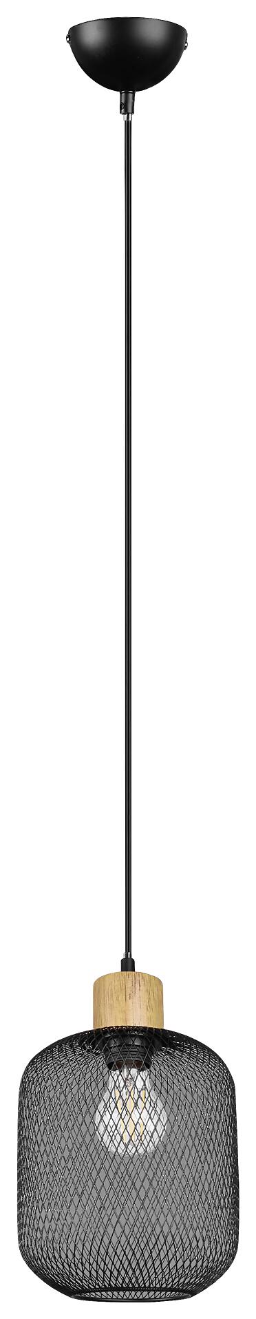 Reality Pendelleuchte Calimero mattschwarz Metall Holz L/D: ca. 150x18 cm E27 1 Brennstellen