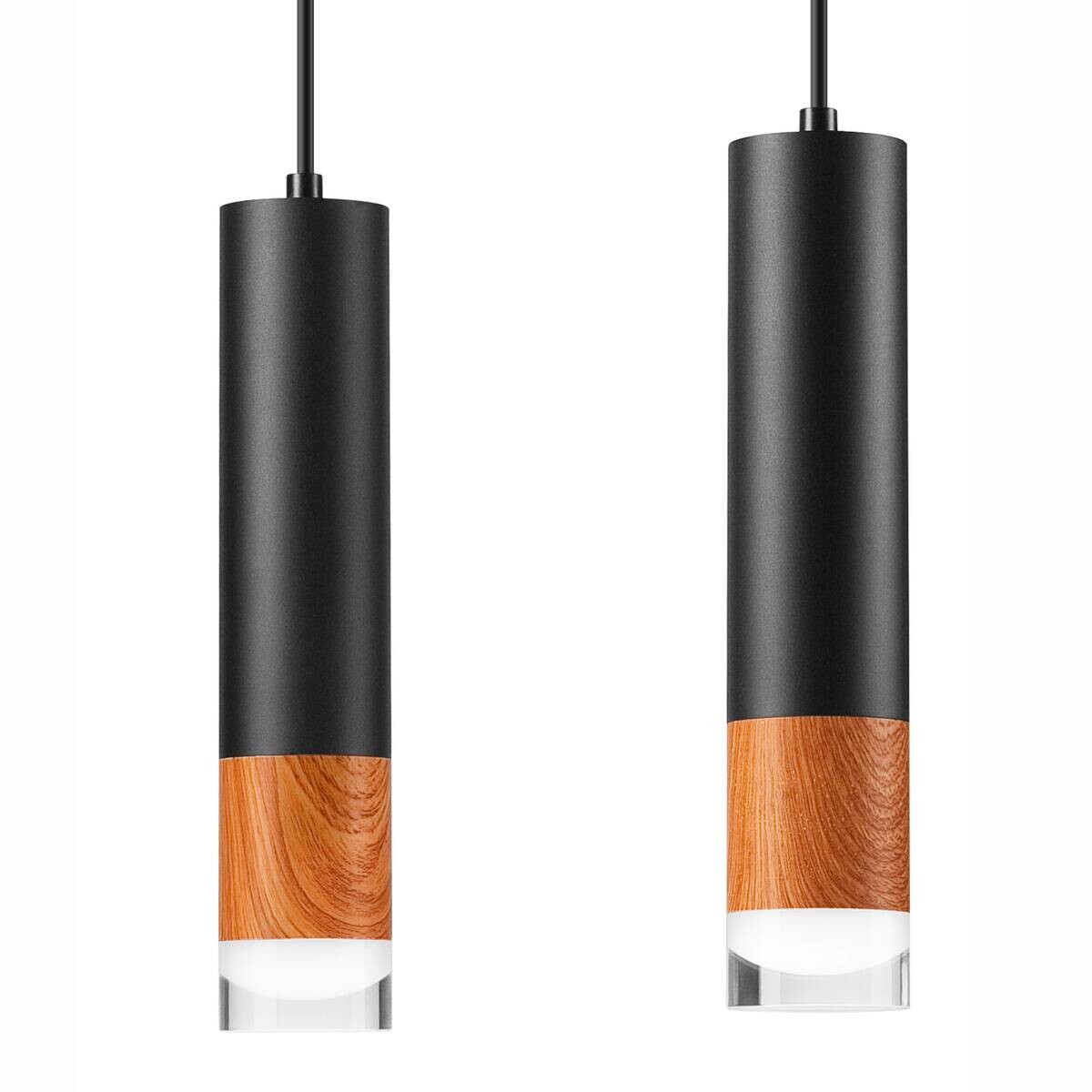 Lamkur Pendelleuchte schwarz Glas Stahl B/H/L: ca. 8x105x30 cm GU10 2 Brennstellen