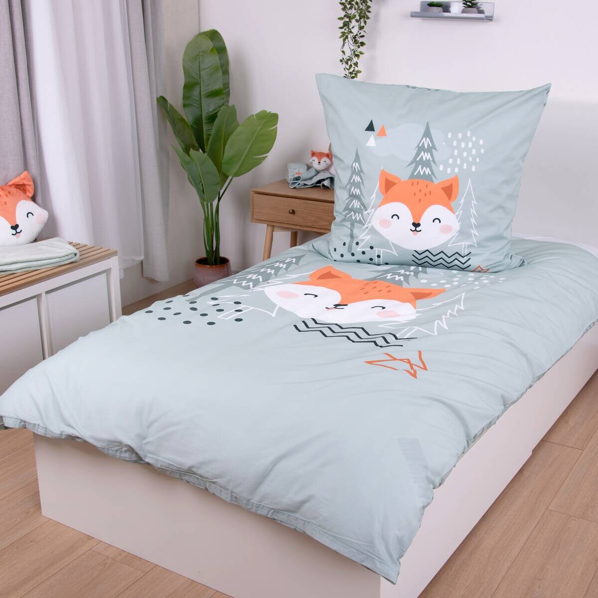 Baumwoll Bettwäsche Nordic Forest grün Baumwolle