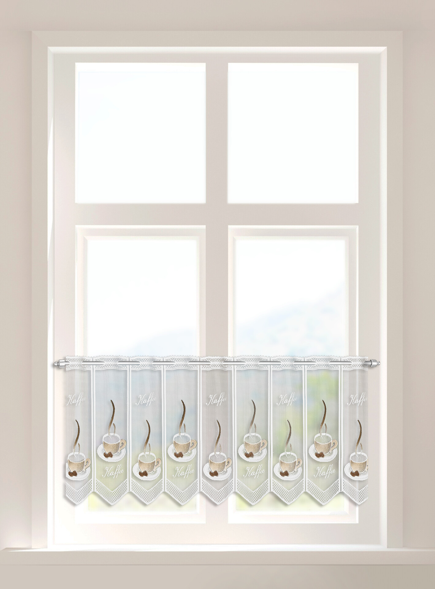 POCOline Scheibengardine Kaffee braun B/L: ca. 145x45 cm