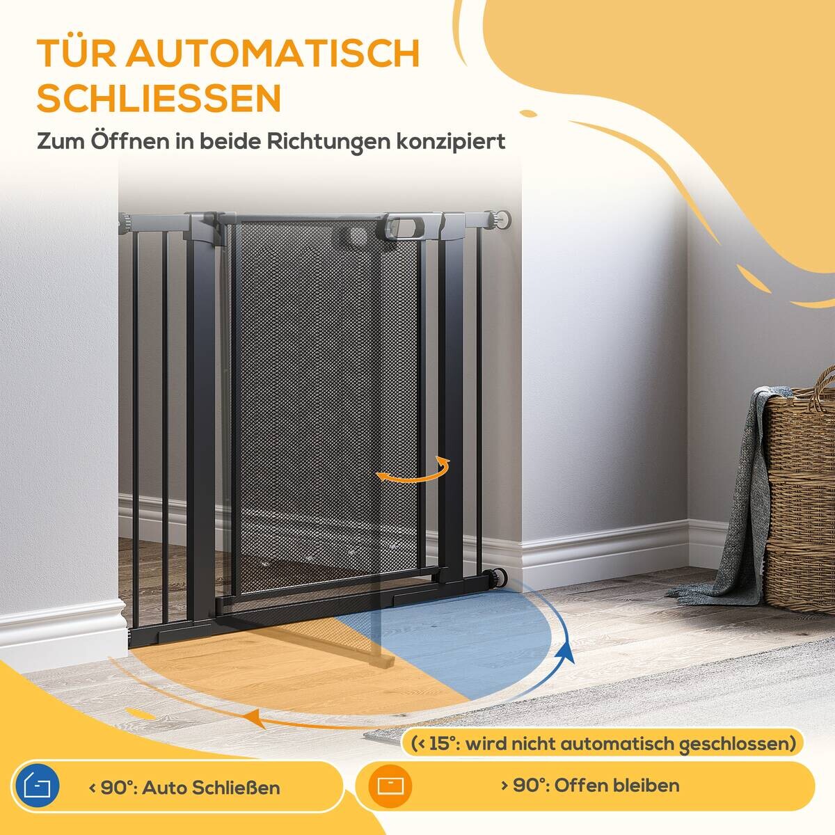 PawHut Türschutzgitter schwarz Stahl B/H/L: ca. 2x76x103 cm