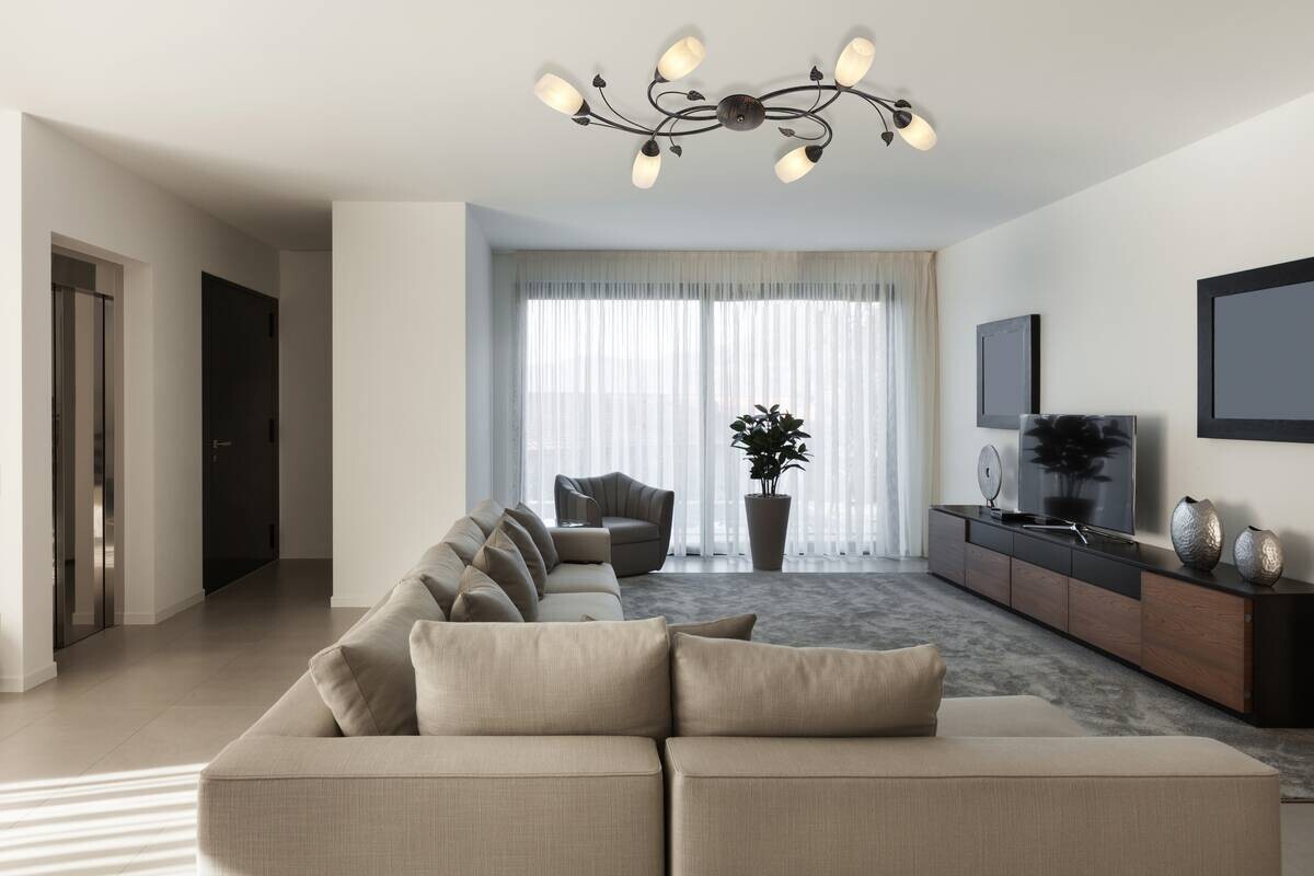 GLOBO Deckenleuchte VENEZIA 60800623X warmweiß rost Glas Metall B/H/L: ca. 55x22x106 cm E14 6 Brennstellen